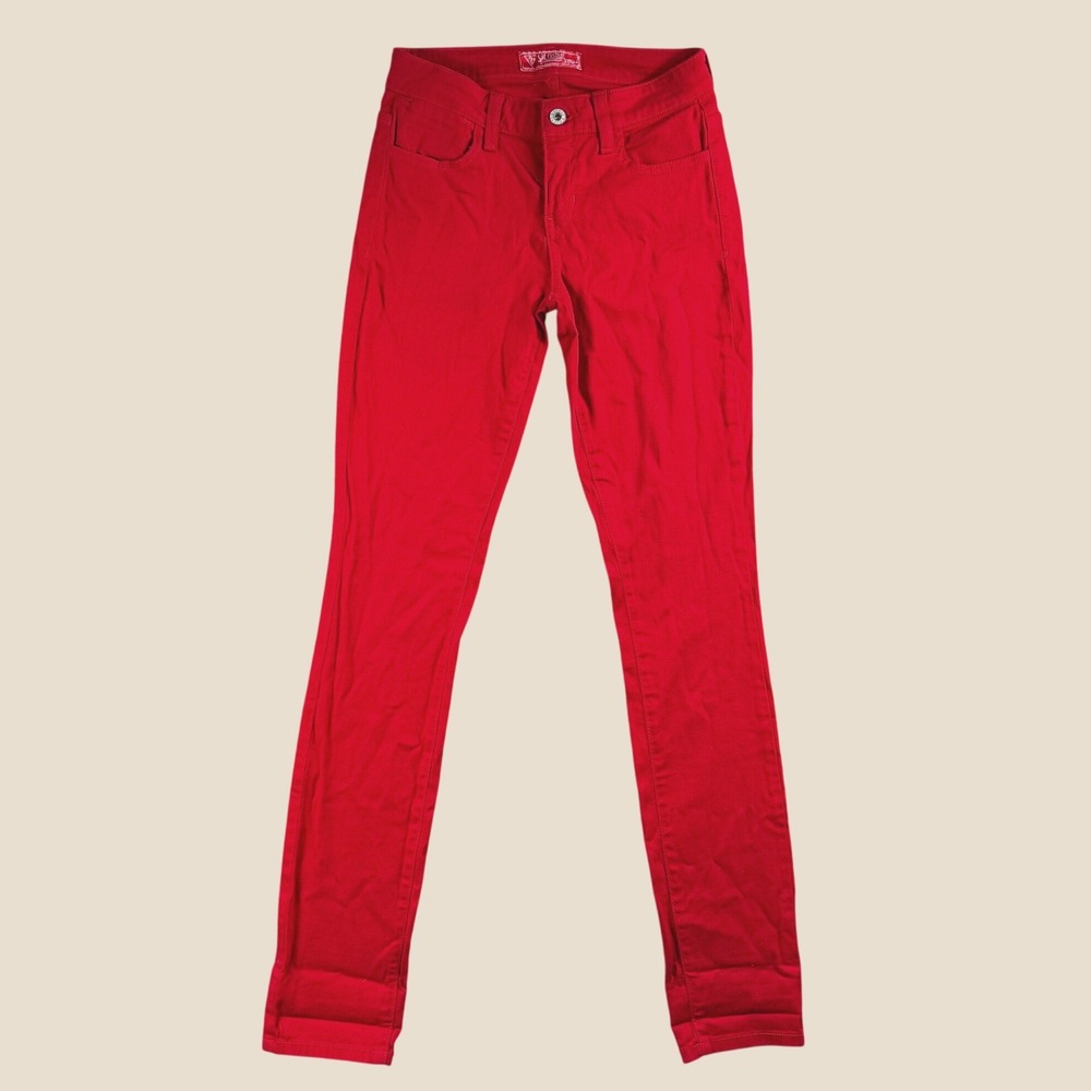 Guess Skinny Jeans Women‎ 26x32 Red Low Rise Stretch Denim Streetwear Edgy Y2K